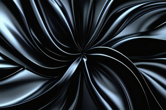 A Black Shiny Fabric with a Spiral