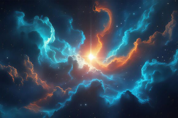 A Blue and Orange Clouds and Stars: A Versatile Creative Background for Designers and Entrepreneurs
