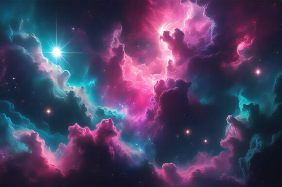 A Colorful Clouds and Stars: A Versatile Background for Creative Projects