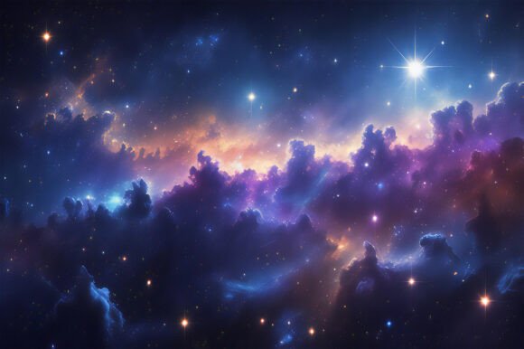 A Colorful Clouds and Stars in Space: A Versatile Digital Background for Creative Projects