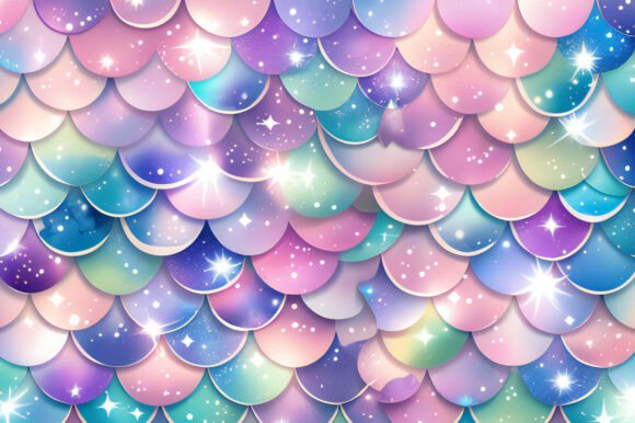 A Colorful Mermaid Scales with Stars