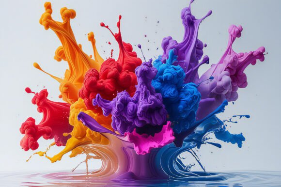 A Colorful Paint Splashing out of Water