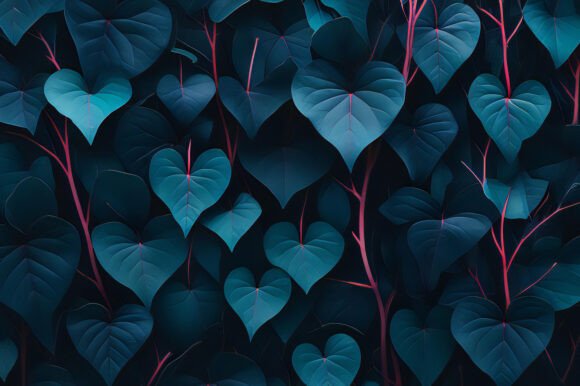 A Group of Blue Leaves with Pink Veins: A Versatile Design Resource