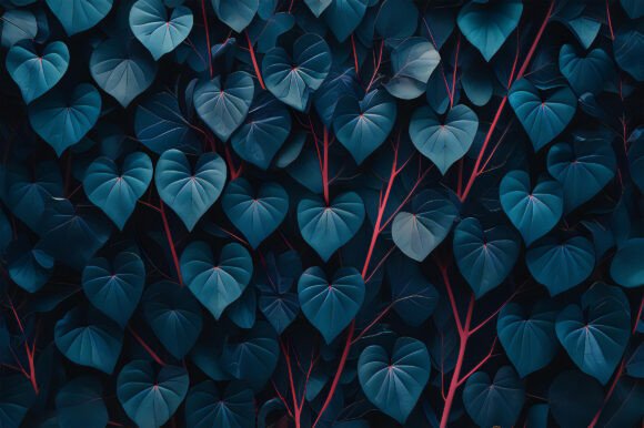 A Group of Leaves with Red Stems: A Versatile Design Element