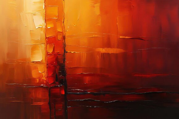A Painting of a Red and Yellow Light