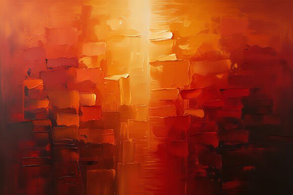 A Painting of a Red and Yellow Wall