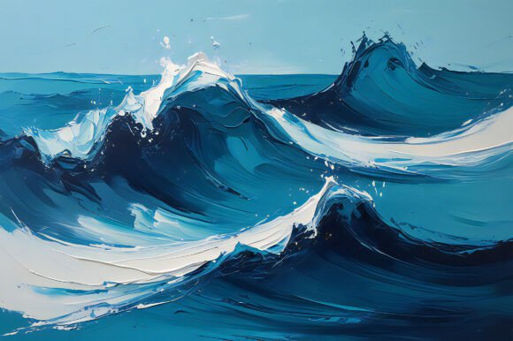 A Painting of Waves in the Ocean