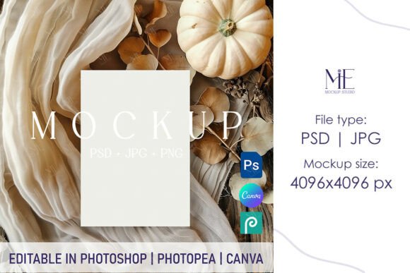 Boho Autumn Invitation Card Mockup