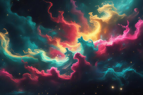 Colorful Clouds in Space: A Versatile Background for Creative Projects