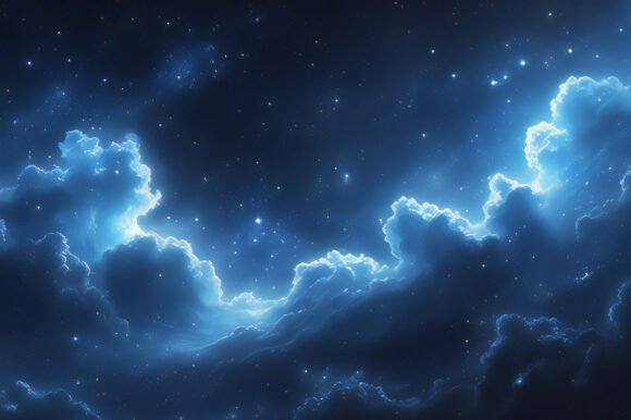 Enhance Your Creative Projects with a Blue Clouds and Stars in the Sky Background