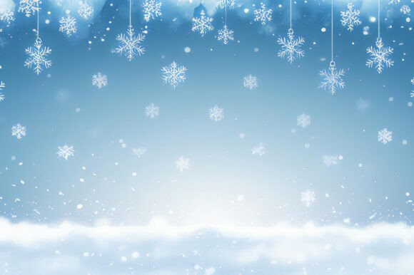 Snowflakes and Snow on a Blue Background