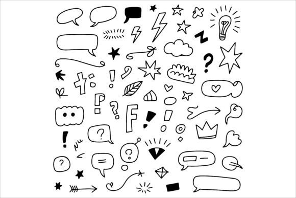 Trendy Black Doodle Set: A Versatile Design Resource for Creators and Businesses
