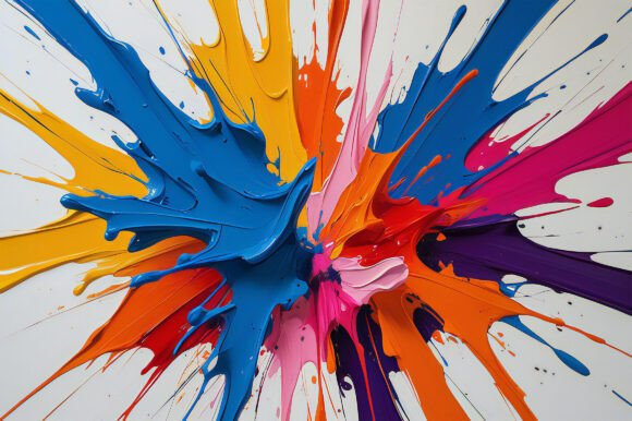 Vibrant Abstract Paint Splash Explosion: A Dynamic Tool for Creative Workflows